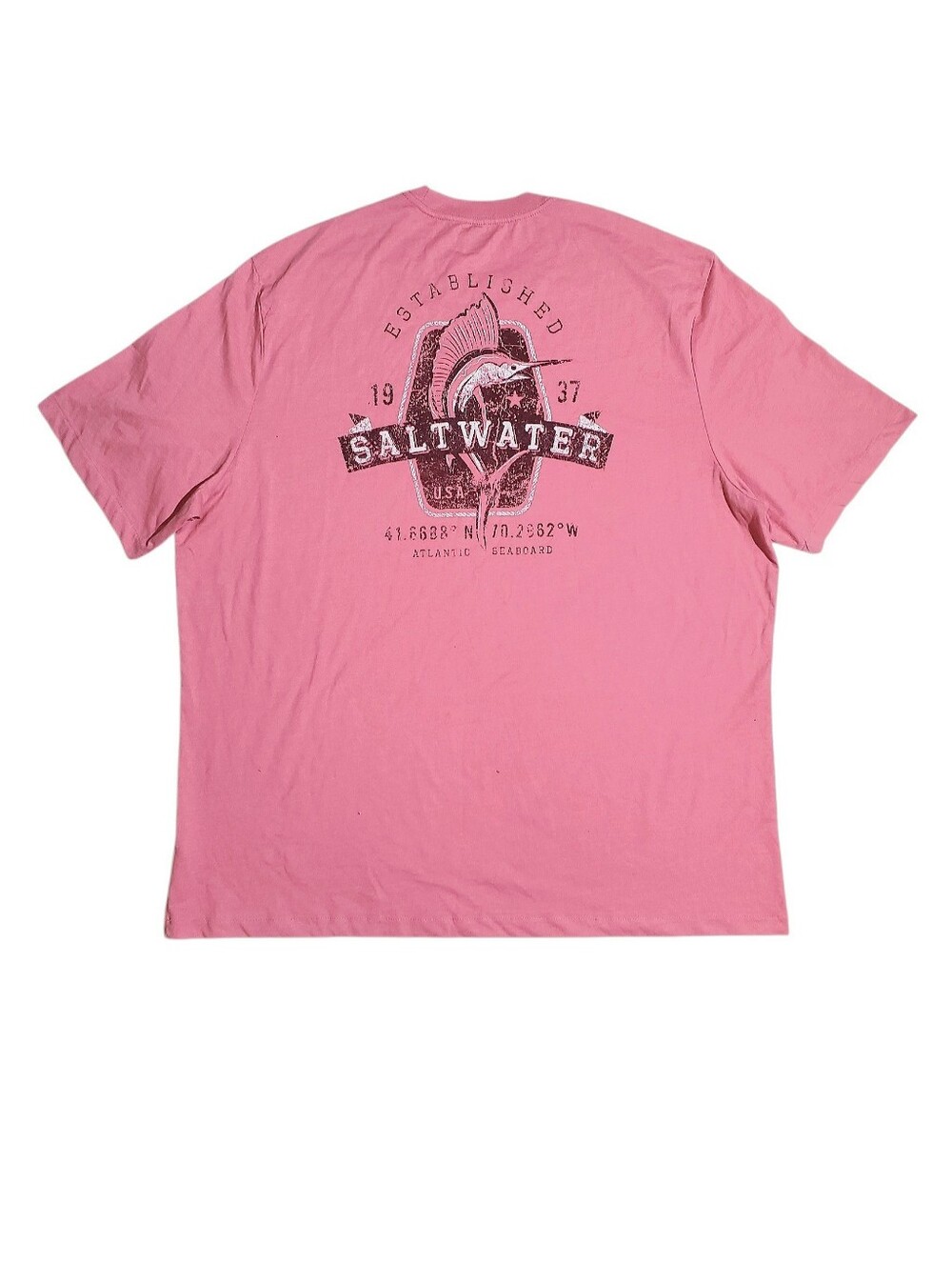 IZOD Mens Big Tall Saltwater Short Sleeve Graphic T-Shirt Rose Size 3XL-Tall NWT - Picture 3 of 7
